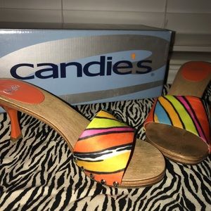 Candies Mystick orange multi-colored heel slides